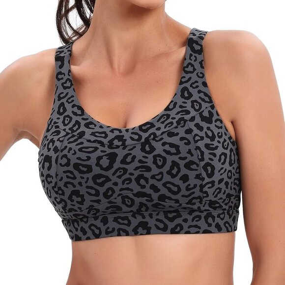 High Impact Sports Bras for Women,Racerback Running Bra Workout Crop Tank Tops L - Picture 1 of 4